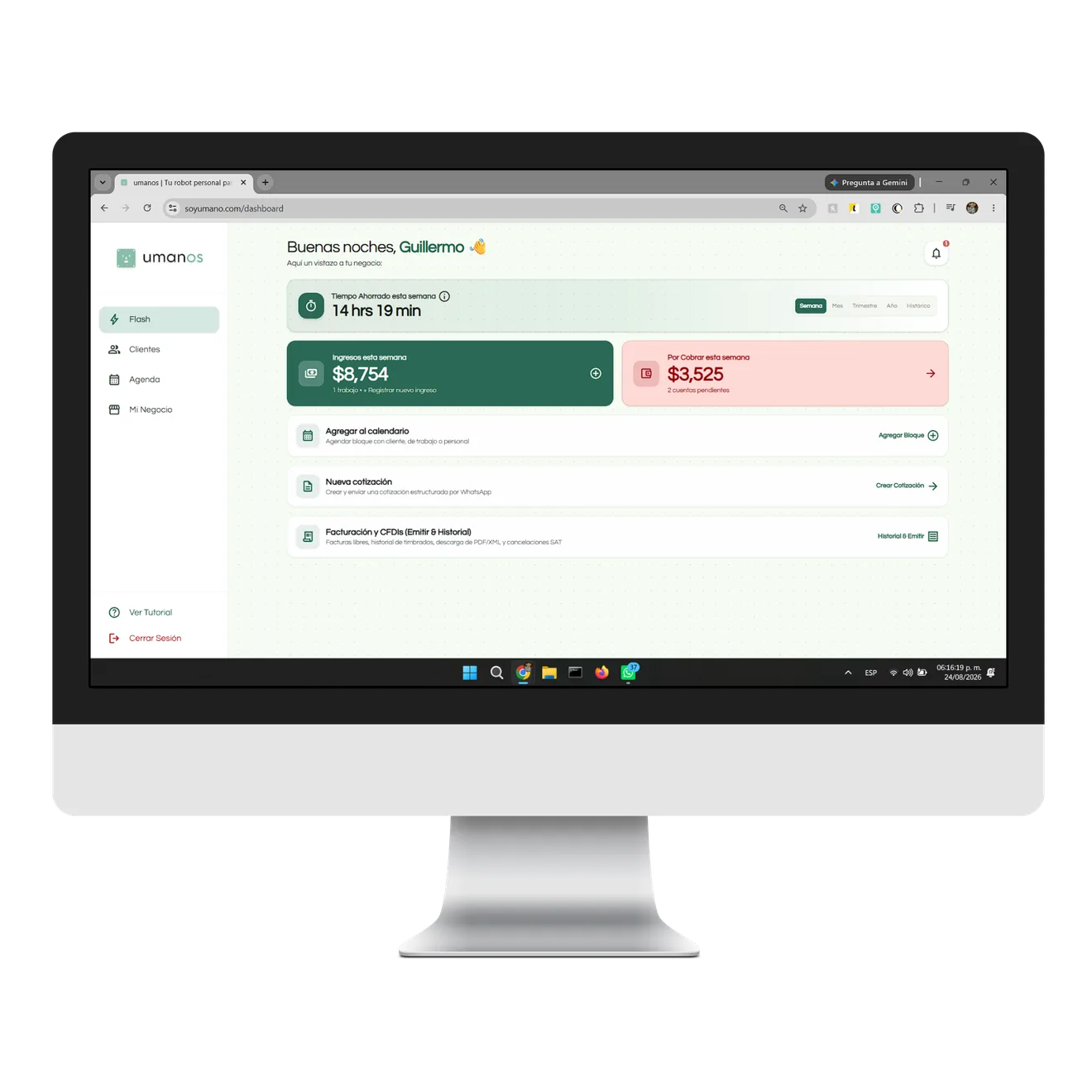 Plataforma web de umanos para organizar tu agenda de clases, alumnos y cobros